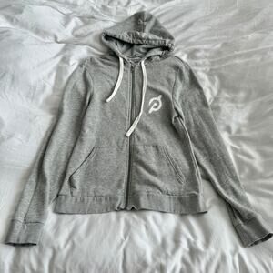 Peloton Unisex Full Zip Logo Hoodie Sweatshirt Gray Size S